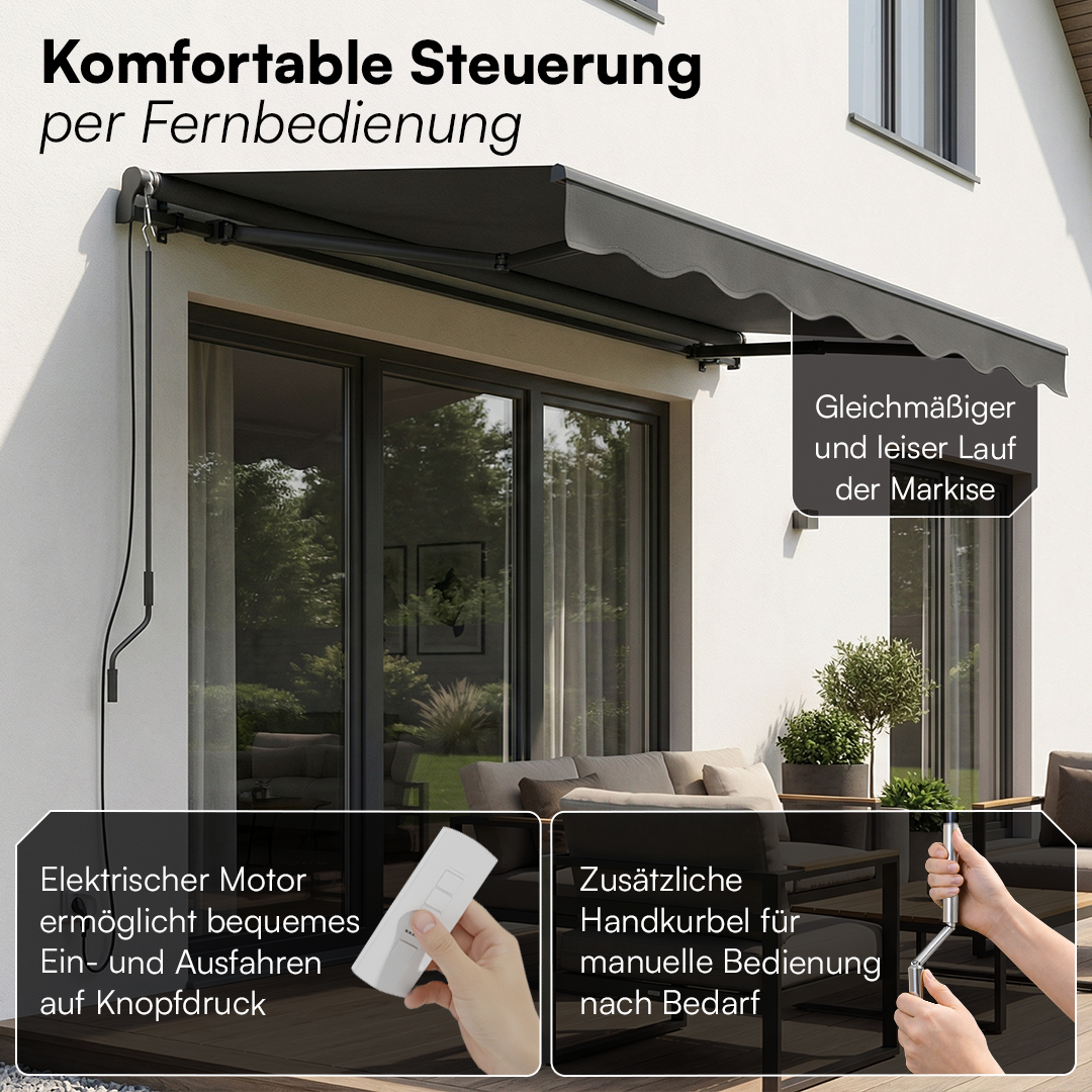 elektrische markise manuell ausfahren Elektrische Gelenkarmmarkise mit LED 'Kestria'